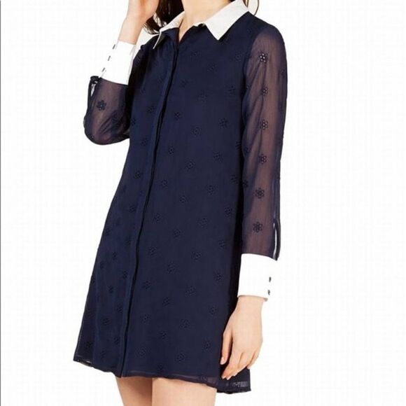 Avec Les Filles for Anthropologie sheer collared shirt dress